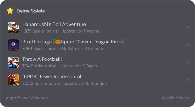 Deine Spiele — das Widget in NX1